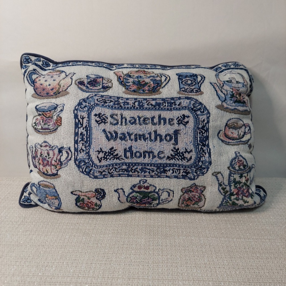 Vintage 2000‎ Debra Jordan Bryan Tapestry Teapot Share the Warmth of Home Pillow